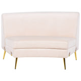 Canapé 4 Places en Velours Beige de Style Rétro à Pieds Dorés et Forme Courbe Moss