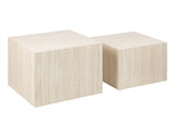 Lisa Design Pueblo - Lot de 2 Tables Basses - Effet travertin - 58 et 50 cm