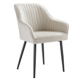 SONGMICS Chaise Salle à Manger, Chaise de Cuisine, Fauteuil en Velours, Rembourrée, avec Accoudoirs, Charge Max. 120 kg, Pieds en Métal, pour Salle à Manger, Beige Cappuccino et Noir d'Encre LDC087W01