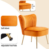 chairus Chaise de Salon en Velours Fauteuil de Chambre Comfortable Chaise Rembourrée Canapé 1 Place (Orange- 1 Piece)