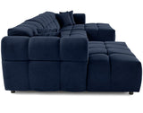 Lisa Design - Ray - canapé panoramique en U 7 Places en Tissu texturé, Bleu