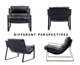 chairus Fauteuil de Loisirs en Cuir PU Modern Chaise de Relaxation pour Salon Fauteuil de Chambre avec Cadre en Métal (Noir)