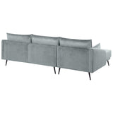 Canapé d'Angle Côté Droit en Velours Gris de Qualité sur Pieds Noirs Design Chic et Élégant pour Salon Moderne et Glamour Beliani