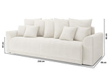 BAÏTA Canapé Droit Convertible Nova 3 Places en Tissu Bouclette Blanc