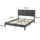 Zinus Maya Sommier 160x200 cm avec Lattes en Bois - Hauteur 30 cm - Tête & Cadre de Lit Double Tapissier - Montage Facile - Gris Foncé