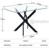 GOLDFAN Table en Verre Trempé Salle à Manger de Cuisine Moderne, Une Table à Manger Noir pour 4 Personnes,110 cm, Noire
