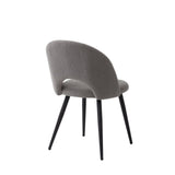 JZGORC Lot de 2 Chaise de Salle à Manger, Chaise de Salle à Manger Teddy en Velours Doux, Chaises de Cuisine avec Siège Moelleux et Accoudoirs, Pieds en Métal - Gris