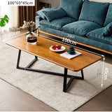 Table basse de luxe en noyer avec cadre en métal et pieds pour le salon, table à cocktail rectangulaire industrielle moderne, simple, industrielle, de taille moyenne, table basse en métal vintage en