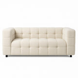 IDMarket - Canapé Droit 2 Places capitonné AMANCE en Tissu Bouclette Beige