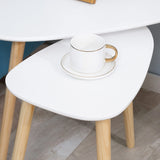 HOMCOM Lot de 2 Tables Basses gigognes Design scandinave Pieds en Bois et Plateau MDF Blanc