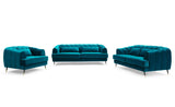 Menzzo Fauteuil GLAMS Capitonné Velours Bleu Canard – Fauteuil Design Style Boudoir Chic avec Pieds Noir & Doré – Assise Confortable Salon Moderne Élégant