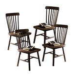 NCLOYN Chaises de Salle à Manger Windsor, Chaise de Cuisine en Bois Massif avec Dossier à Barreaux, Chaise de Ferme en Chêne pour Salle à Manger, Cuisine, Restaurant(4 Pack, Walnut)