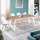 IDMarket - Table scandinave Extensible Rectangle Inga 6-8 Personnes Plateau Bois Pieds Blancs 160-200 cm