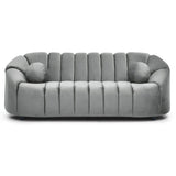 Menzzo Canapé 3 Places SIDONIE Velours Gris – Design Moderne 201 cm – Canapé Droit Confortable avec Coussin Décoratif – Salon Élégant Style Contemporain
