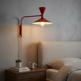 BARCELONA LED Applique Murale Industrielle Grand Modèle 40 cm, Lampe Murale à Bras Articulé, Style Vintage, Abat-jour Métal Rouge Intérieur Blanc, Idéal Restaurant, Escalier et Chambre