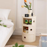 WEIDPHL Table De Chevet Ronde, Table De Chevet avec 3 Tiroirs, Table D'appoint, Armoire De Rangement avec Porte Coulissante pour Salon, Chambre À Coucher, Salle De Bain,Rose