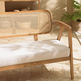MACABANE Will - Canapé Flores 2 p. en Teck Dossier cannage Naturel Coussin Gris