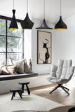 bamyum Lot de 4 Suspension Luminaire Industrielle de 26 cm pour Salle à Manger, Lustre Salon de, Lustre Bureau E27 en Métal, Vintage Lampe pour Chambre, Cuisine, Couloir, Café, Bar, Restaurant, Noir