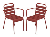 Vente-unique - Lot de 2 fauteuils de Jardin empilables en métal - Rouge - MIRMANDE de MYLIA