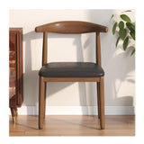 Lsoiup Chaises de Salle à Manger avec Dossier incurvé, Chaise rembourrée rétro en Simili Cuir avec siège rembourré, Pieds en Bois courbé de Noyer, chaises d'appoint pour Cuisine, Noir