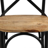 vidaXL 2X Bois Manguier Solide Chaise à Dossier Croisé Noir Chaise de Cuisine