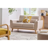 Miliboo Canapé scandinave 2 Places en Tissu Beige et Bois Clair EKTOR