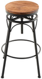 CLP Lot de 2 tabourets de Bar Beam Style Industriel I Hauteur réglable I Siège en Bois et piètement en métal, Couleur:Noir