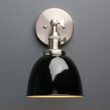 Phansthy Applique murale industrielle avec interrupteur marche-arrêt, applique murale rétro avec abat-jour en métal dôme, luminaires muraux intérieurs E27 pour cuisine et salon (noir)
