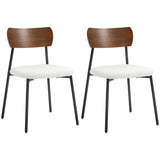 HOMCOM Lot de 2 chaises Salle à Manger Chaise de Cuisine Vintage Chaise de Salon rembourrée avec Assise Effet Bouclette, Dossier courbé Effet Bois pour Salon, Salle à Manger, Chambre, crème et Marron