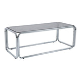 Oviala Table Basse rectangulaire L110 cm en métal et Verre trempé Noir