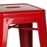 hjh OFFICE 645011 Tabouret de Bar VANTAGGIO High Métal Rouge, Tabouret Industriel Haut, empilable