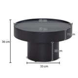FineBuy Table basse ronde en métal noir 60 x 60 x 36 cm en forme de champignon Petite table d'appoint pour salon moderne