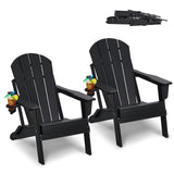 VEVOR Chaise Adirondack en Plastique, Lot de 2, Fauteuil de Jardin Pliant Portable, Charge 181,4 kg, avec Porte-Gobelet, Accoudoir Relaxant, pour Toutes Saisons, Extérieur, Patio, Arrière-Cour, Noir
