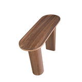 Ángel Cerdá- Console Ovale Demi-Pointe - Bois Plaqué Noyer Naturel - Design Moderne et Élégant - Meubles de Salon - Table D'appoint - Meubles de Couloir - Table D'entrée - Ø120 X 40 X 76 cm