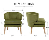 chairus Fauteuil Salon Moderne, Chaise Rembourrée en Velours avec Pieds en Bois, Fauteuil Relax avec Coussin Epais pour Salon, Chambre, Vert