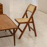 Mgchowue Lot de 2 Chaise Pliante en Rotin, Rétro Dossier Chaise de Loisirs en Bois Massif, Simple Chaise de Salle À Manger pour Salle À Manger Salon Jardin (Color : 1pcs)