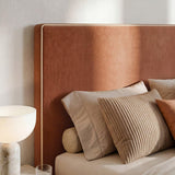 KLAST Tête de Lit Line, Polyester, Mousse Polyuréthane, Contreplaqué, Terracotta, Style Contemporain, Rembourré, 120 x 165 cm