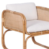Casa Moro BIMA CF2221 Fauteuil en rotin avec 2 coussins et accoudoirs extra large en rotin naturel | Chaise rétro bohème chic pour jardin, terrasse, salle à manger