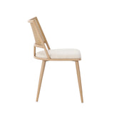 Merax Lot de 2 Chaises de Salle à Manger, Chaises de Cuisine avec Siège en Polyuréthane et Dossier en Rotin, Chaise Rembourrée pour Salle à Manger, Salon et Chambre à Coucher, Pieds en Métal, Beige
