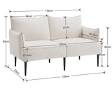 DAYALANE Canapé de 2 Places en Chenille Petit Canapé avec Accoudoirs Sofa à Coussin Rembourré et Cadre en Métal, Blanc
