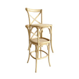 sweeek - Lot de 2 tabourets de Bar bistrot Vintage en Bois Naturel avec Repose-Pieds