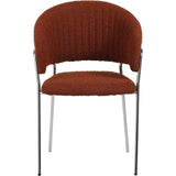 Lot de 2 chaises en Tissu bouclé Rouille et piètement chromé - Isya