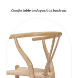 VODUR Wishbone Chaise de salle à manger en bois massif naturel Hans Wegner Y Chaise en rotin et en bois d'accoudoirs - Lot de 2 chaises en bois de hêtre (bois de hêtre + couleur bois naturel)