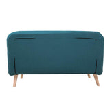 Miliboo Chauffeuse 2 Places Convertible en Tissu Bleu Canard et Bois Clair AMIKO