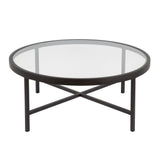 Henn&Hart Table Basse Ronde de 91,4 cm de Large avec Plateau en Verre en Bronze Noirci, Tables Basses Modernes pour Salon, Studio et Appartement