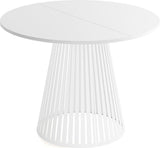 WFL GROUP Table à Manger Ronde Extensible Style Loft – 120 à 200 Cm – Design Industriel avec Pieds en Métal Blanc, Gain De Place pour Salon Ou Salle à Manger – Blanc