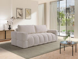 Vente-unique - Canapé 3 Places Convertible en Tissu Bouclette Beige ISSORO II