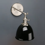 Phansthy Applique murale industrielle avec interrupteur marche-arrêt, applique murale rétro avec abat-jour en métal dôme, luminaires muraux intérieurs E27 pour cuisine et salon (noir)