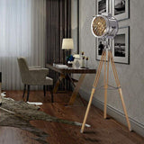 LDCBFTR Lampadaire trépied chromé projecteur rétro pour la décoration de la Maison pour Le Salon, Les Chambres à Coucher, l'éclairage intérieur, etc. (sans Ampoule),A