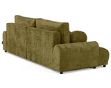 Lisa Design - Nelly - canapé d'angle Droit 4 Places Convertible avec Coffre en Velours texturé, Vert Olive